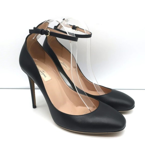 Valentino Shoes - Valentino Tango Ankle Strap Pumps Black Leather Size 41